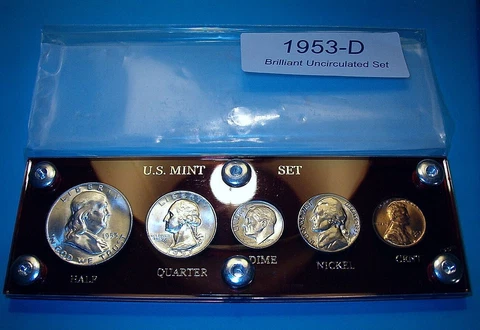 1953-D MINT SILVER SET U.S. COINS LUSTROUS CHOICE to GEM BRILLIANT UNCIRCULATED Cover