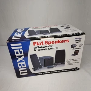 Maxell Flat Speakers W/ Subwoofer & Remote 12w NEW VINTAGE Computer FPS-1 FPS1 - Picture 1 of 10