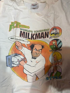 Vintage REID FLEMING WORLD'S TOUGHEST MILKMAN Shirt Tee Size XL Comic Tee RARE - Picture 1 of 4