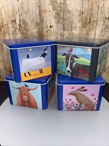 4 Picture Art Storage Tins "3 Farmyard Locals & 1 The Good Life" by Ailsa Black - Picture 1 of 3