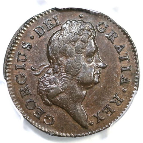 1722 PCGS AU 55 Harp Left Wood's Hibernia Colonial Copper Coin 1/2p Cover