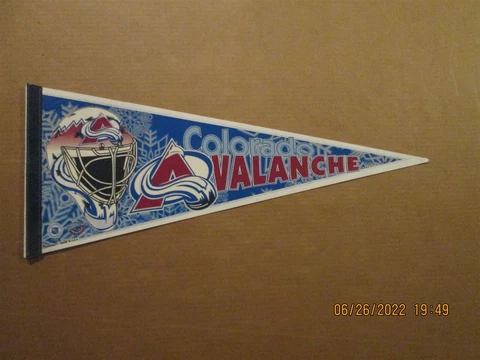 NHL Colorado Avalanche Vintage Circa 1990's Team Logo Goalie Mask Pennant Cover