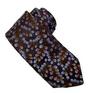 Ted Baker Men's Necktie 100% Silk Colorful Brown Blue Floral Branches - Picture 1 of 4