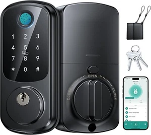 Serratura porta impronte digitali intelligente Bluetooth app tastiera senza chiave catenaccio autoblocco - Foto 1 di 7