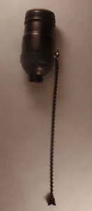 On/Off Antique Bronze Brass Pull Chain Early Electric Style Uno Lamp Socket 285B - Picture 1 of 3