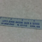 Vintage Advertising 6" Ruler Metal Lapp's Sewing Machine Sales Elyria Ohio