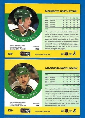 #130 BRIAN BELLOWS ERROR D. GAGNER PHOTO + CORRECTED 1990-91 PRO SET NORTH STARS - Image 1 of 2