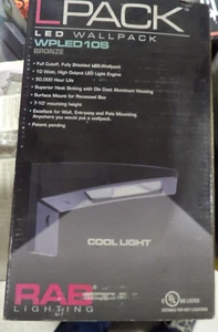 RAB WPLED10S 10W LED WALLPACK, SURFACE MOUNT,WHITE LIGHT, 120-240V,NEW - Picture 1 of 4