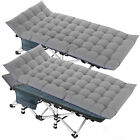 Adults Folding Cot Set Of 2 Military Bed Heavy Duty Wide Sleeping Cot With Mat