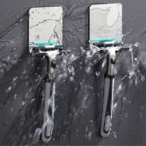 2Pcs Stainless Steel Razor Holder Hook Self Adhesive Wall-Mounted Bathroom Hooks - Picture 1 of 4