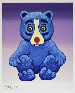 George Rodrigue Blue Dog Boogie Bear Split Font Silkscreen Print Signed Artwork - Picture 1 of 4