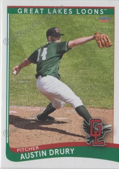 2021 Great Lakes Loons Austin Drury RC Rookie Los Angeles Dodgers - Image 1 of 1