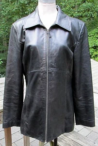Kenneth Cole Reaction Black Leather Jacket Size Medium - Picture 1 of 5