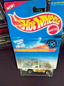 '57 T-Bird Hot Wheels 1995 Collector #384 White with Flames - Picture 1 of 3