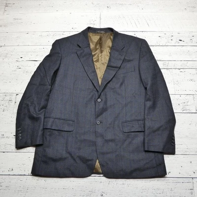 Statements Blazer Mens 44R Blue Brown Check Wool Sport Coat Jacket Classic - Image 1 of 4