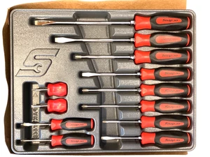 Juego de destornilladores combinados Snap On Tools 12 piezas ROJO agarre suave SGDX120BR COMO NUEVO - Imagen 1 de 8