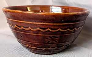 Mar-Crest Steinzeug 8" Rührschüssel Vintage ofenfest braun Gänseblümchen & Punkte - Bild 1 von 7