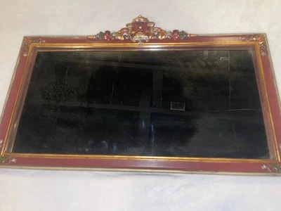 Antique Italian Florentine Red & Gold Gilt Mercury Glass Mirror 1930s Neoclassic - Image 1 of 4