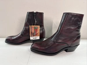 New Men’s 9EW Cherry Black Laredo Cowboy Ankle Boots SP1122 PO W 30703 Zipper - Picture 1 of 8