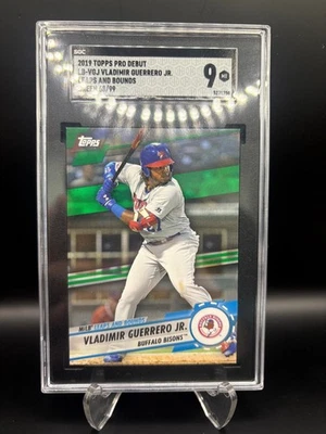 2019 Pro Debut MLB Leaps and Bounds Green /99 Vladimir Guerrero Jr Rookie SGC 9 - Image 1 of 2