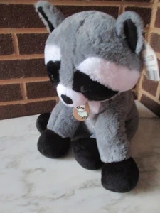 Build A Bear Raccoon 12" Plush+ 7" Tail -Raccoon Necklace - Picture 1 of 5