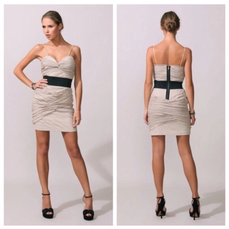 Foley + Corrina  Women’s Strappy Rouched Tan Party Dress Sz Small NWT prom party - Image 1 of 4