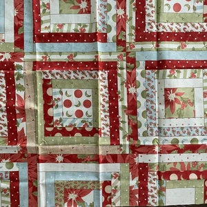 Christmas Log Cabin Cheater Print Cotton Fabric Quilt, Craft, Sew | 18"x22" - Picture 1 of 1