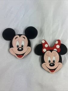 Disney Mickey And Minnie Mouse Fridge Magnets Set Of 2 Flexible 3” Faces - Picture 1 of 5