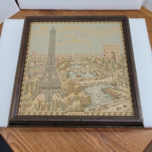 Cuadro tapiz vintage enmarcado París Francia Torre Eiffel Arco del Triunfo decoración - Imagen 1 de 13