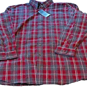 Camisa a cuadros de franela portuguesa roja y gris Roundtree & Yourke para hombre 3XT - Imagen 1 de 7