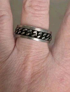 Anillo giratorio de eslabones de cadena de acero inoxidable talla 10 unisex LEER - Imagen 1 de 4