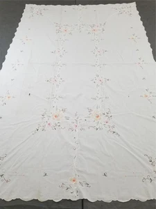 Vintage traditionelle Madeira Stil Blumen Stickerei Cutwork Tischdecke 260x172cm - Bild 1 von 12