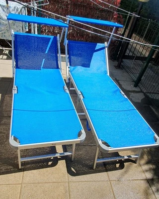 Lettino Mare X 2  di Alluminio (180 x 60x 40 cm) - Blu  - Immagine 1 di 3