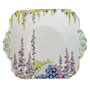 Foley Bone China HOLLYHOCKS Flor Jardín Servir Plato Lateral Platillo de Té o Sopa - Imagen 1 de 8