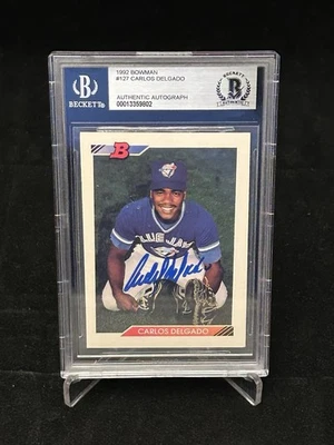 1992 Bowman Carlos Delgado Rookie #127 Blue Jays Signed Autograph Beckett BAS RC - Image 1 of 4