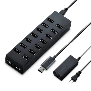 ELECOM USB hub 2.0 compatible 16 ports with AC adapter 1.5m black U2H-Z16SBK - Picture 1 of 6