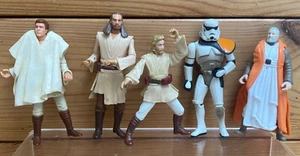 x 5 Star Wars Figures - 1990s Kenner Hasbro Sand Trooper, Qui-gon Jinn etc - Picture 1 of 6