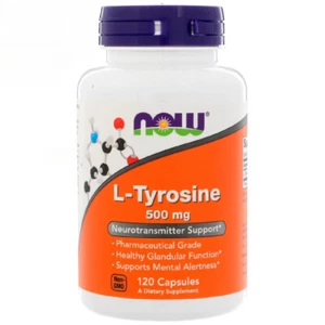 NOW Foods 500mg L-Tyrosine 120 Capsules Neurotransmitter Supplement - Bild 1 von 3