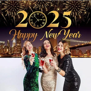 Happy New Year Background 2025 Black Gold Photo Background Happy New charming - Picture 1 of 5