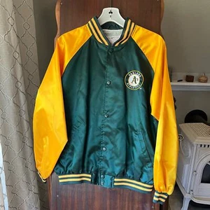 MLB Oakland Athletics Green And Yellow Satin Jacket youth XL 80’s men’s small - Picture 1 of 13