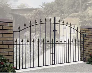 Driveway gates Steel double arched gates Galvanised & Powder Coated Black - Picture 1 of 4
