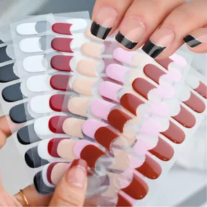 DIY French Patch Full Cover Wraps Gel Nail Sticker UV Lamp Semi-Cured Manicure ↕ - Picture 1 of 28