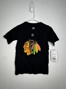 NHL Chicago Blackhawks Shirt Boys Sizes Jonathon Toews Black Hockey - Picture 1 of 3