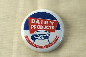 New Vintage Milk Dairy Products Double Cap Mini Metal Tin Badge Pin 1.25"