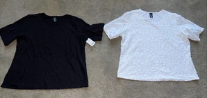 NEW City Streets T-Shirt Size PXL Black Sheer Lace Front Short Sleeve or White - Picture 1 of 18