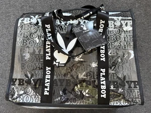 NWT PLAYBOY Black 4pc Set Travel Tote, Pillow, Luggage Tag, Cosmetic Bag - Picture 1 of 5