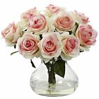 Nearly Natural Rose Arrangement with Vase Artificial Plant, Light Pink
