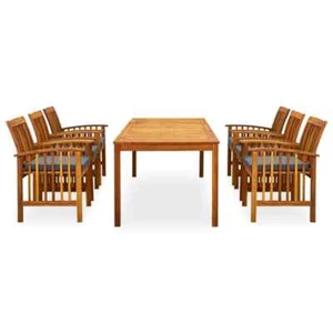 7-Piece Outdoor Dining Set Garden Patio Wood Timber Cafe Table Chairs Furniture - Picture 1 of 9