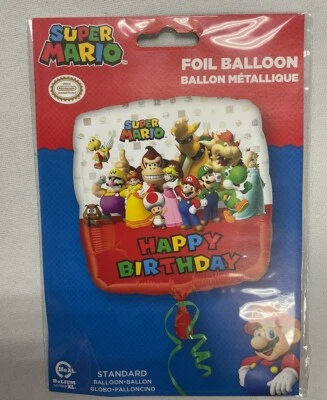 Super Mario Brothers Happy Birthday Foil Balloon 17" - Image 1 of 4