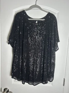 Torrid Abbey Sequin Short Sleeve Blouse Sz 3 NWT - Picture 1 of 4